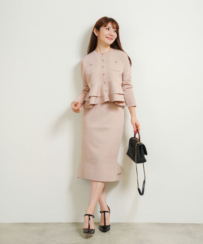 新色追加手洗い可タイトスカートポリエステル100%ニットトップスレディースかわいいオフィスきれいめセットアップ対応秋冬春ジョイントスペース