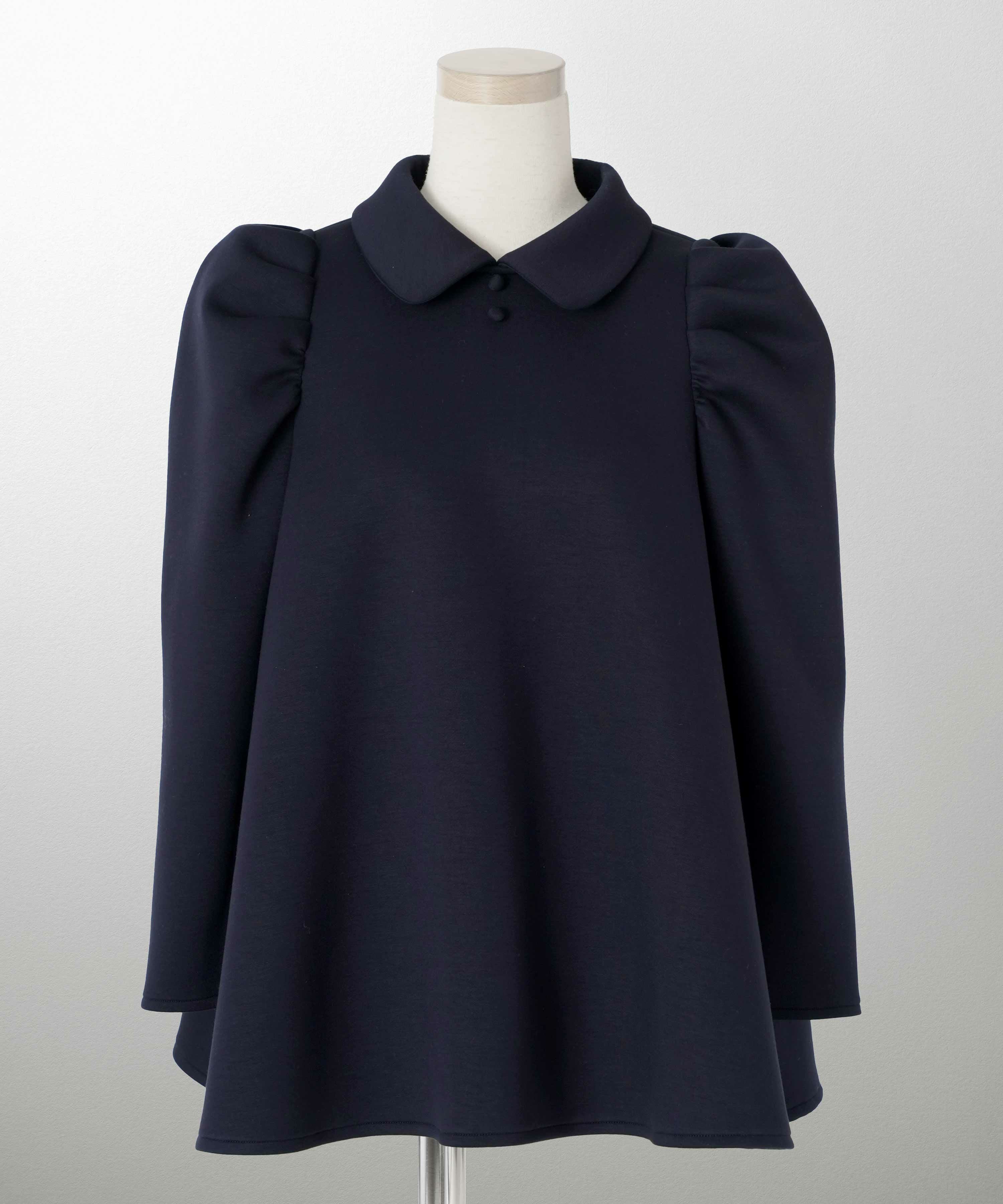 襟付き ボンディング フレア トップス 長袖 HUIT 全3色｜hit841-0174