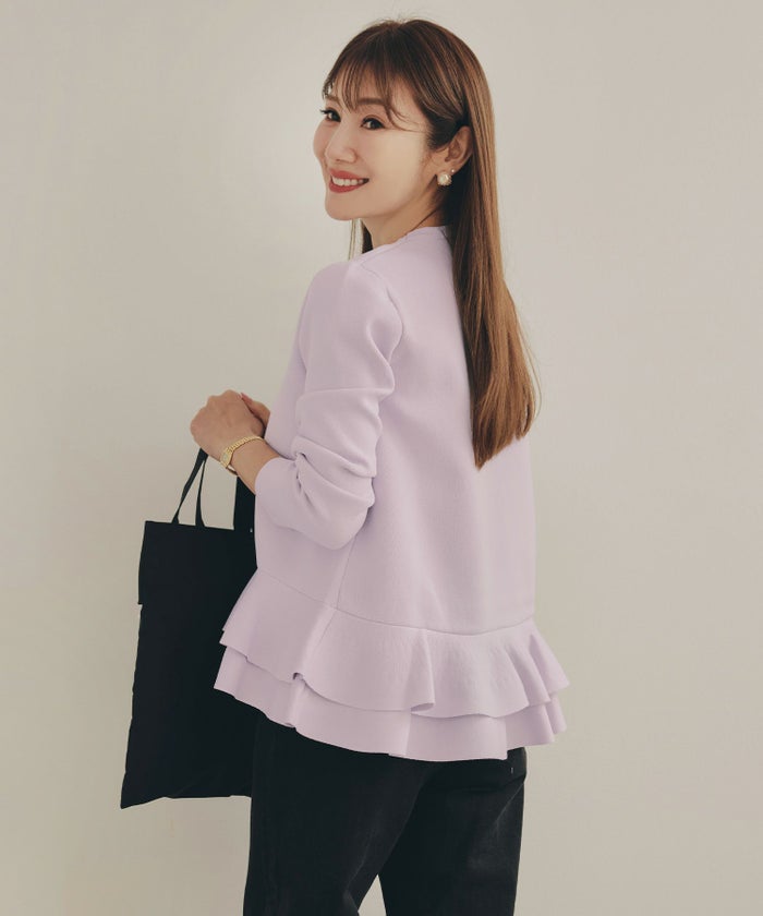 手洗い可 ポリエステル100% ニット トップス レディース かわいい オフィス きれいめ 長袖 白黒 秋冬春 ジョイントスペース