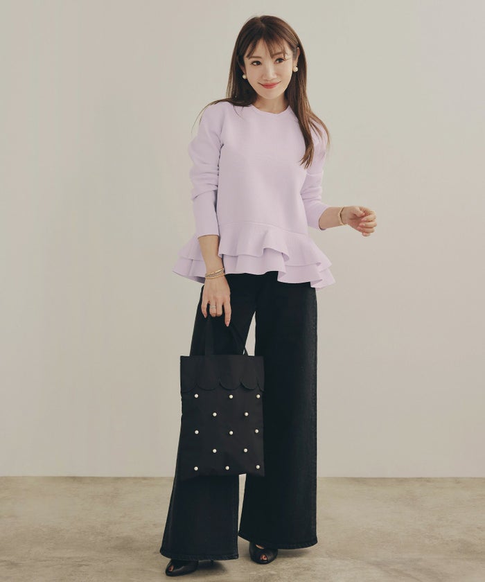 手洗い可 ポリエステル100% ニット トップス レディース かわいい オフィス きれいめ 長袖 白黒 秋冬春 ジョイントスペース