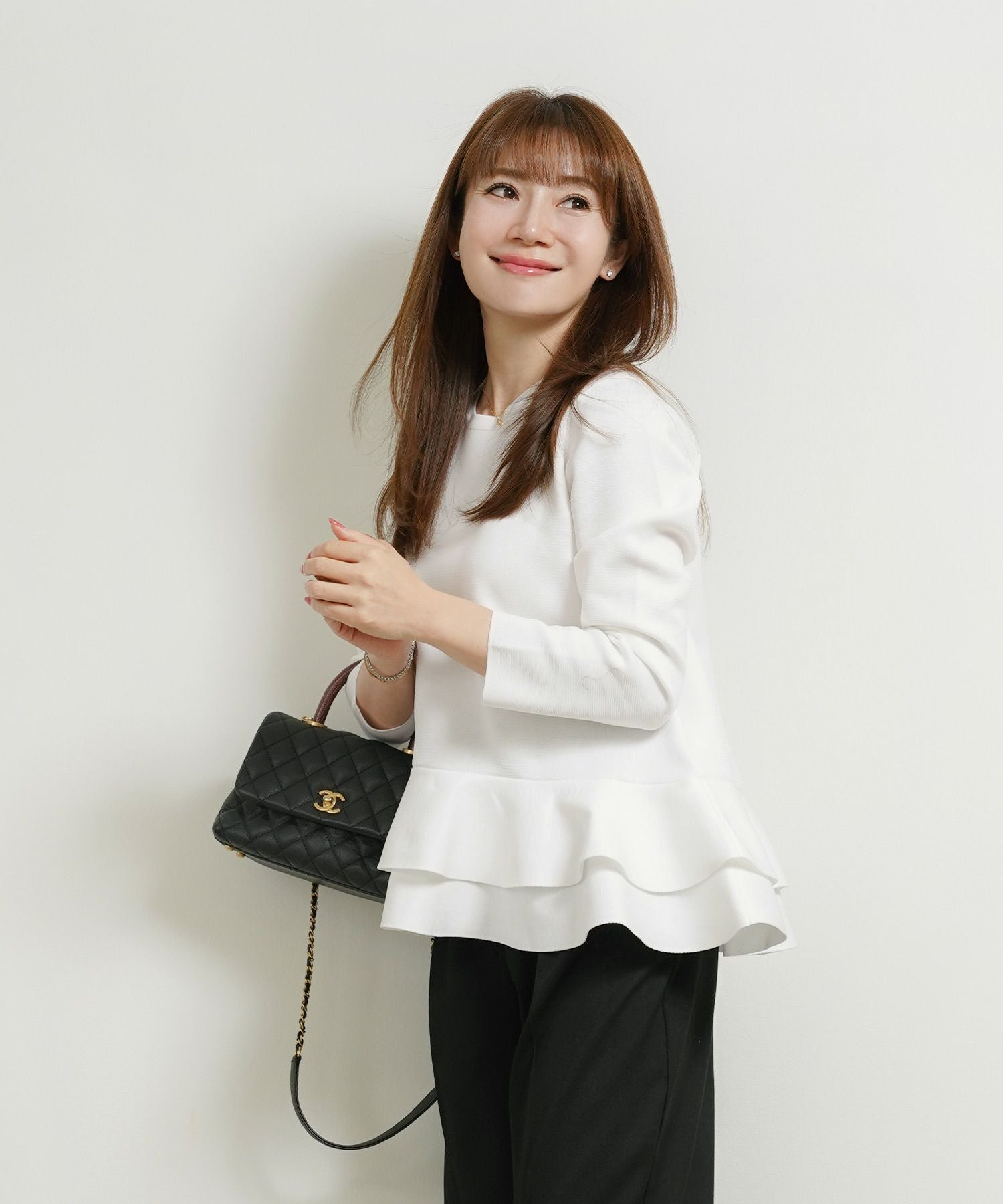 ダブルフリル ペプラム ニット 長袖 Liala×PG