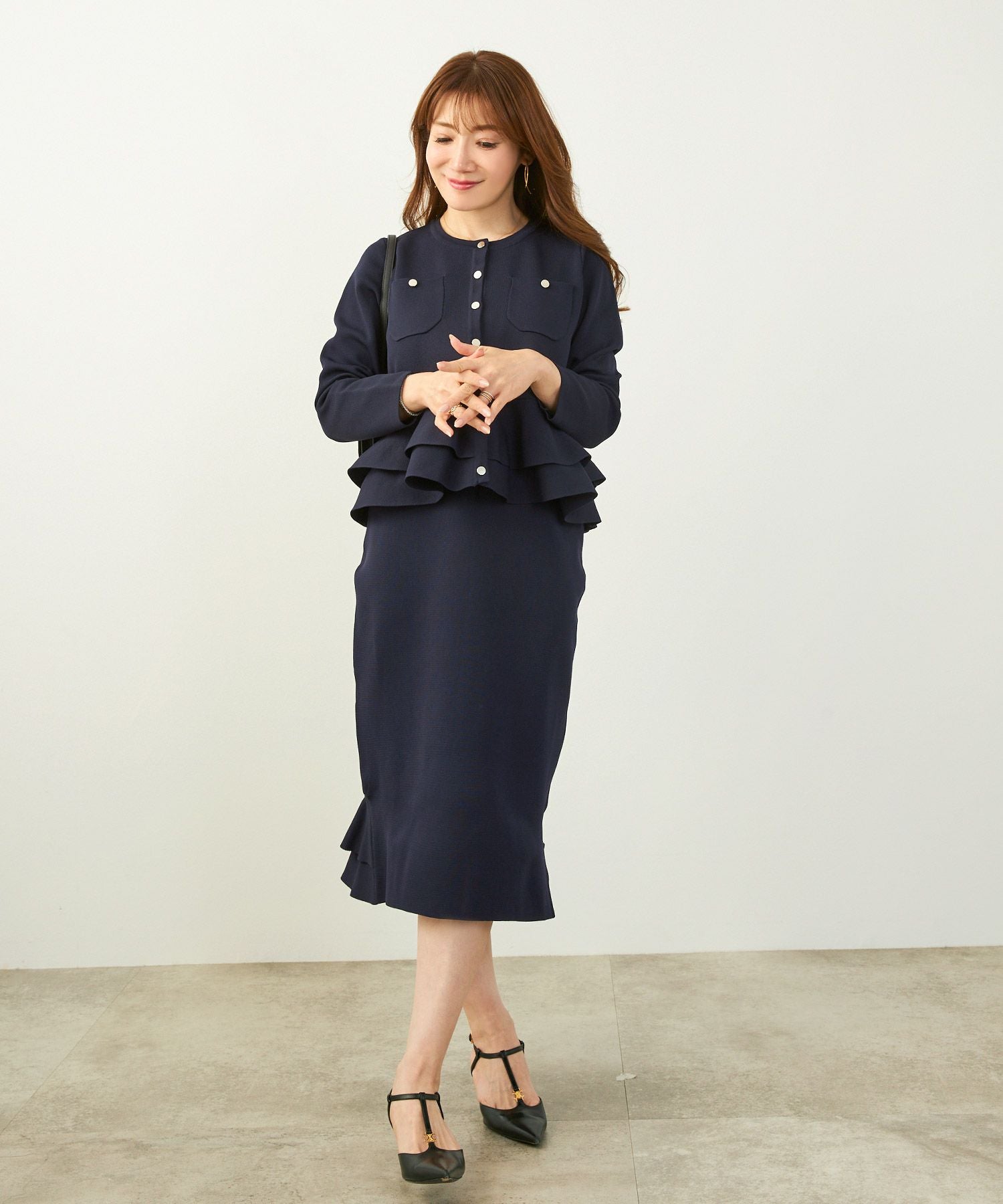 【美品】TO BE CHIC フリル ダブルジップ カーディガン ペプラム L ダブルフリル ペプラム ニット カーディガン