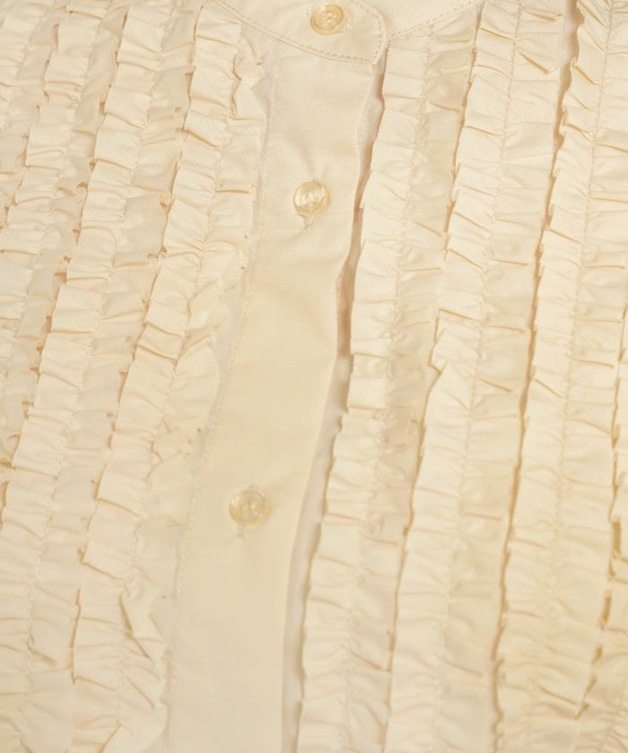 手洗い可 レディース トップス ブラウス フリル 大人 オフィス かわいい きれいめ シャツ 白 ドロップスリーブ ジョイントスペース