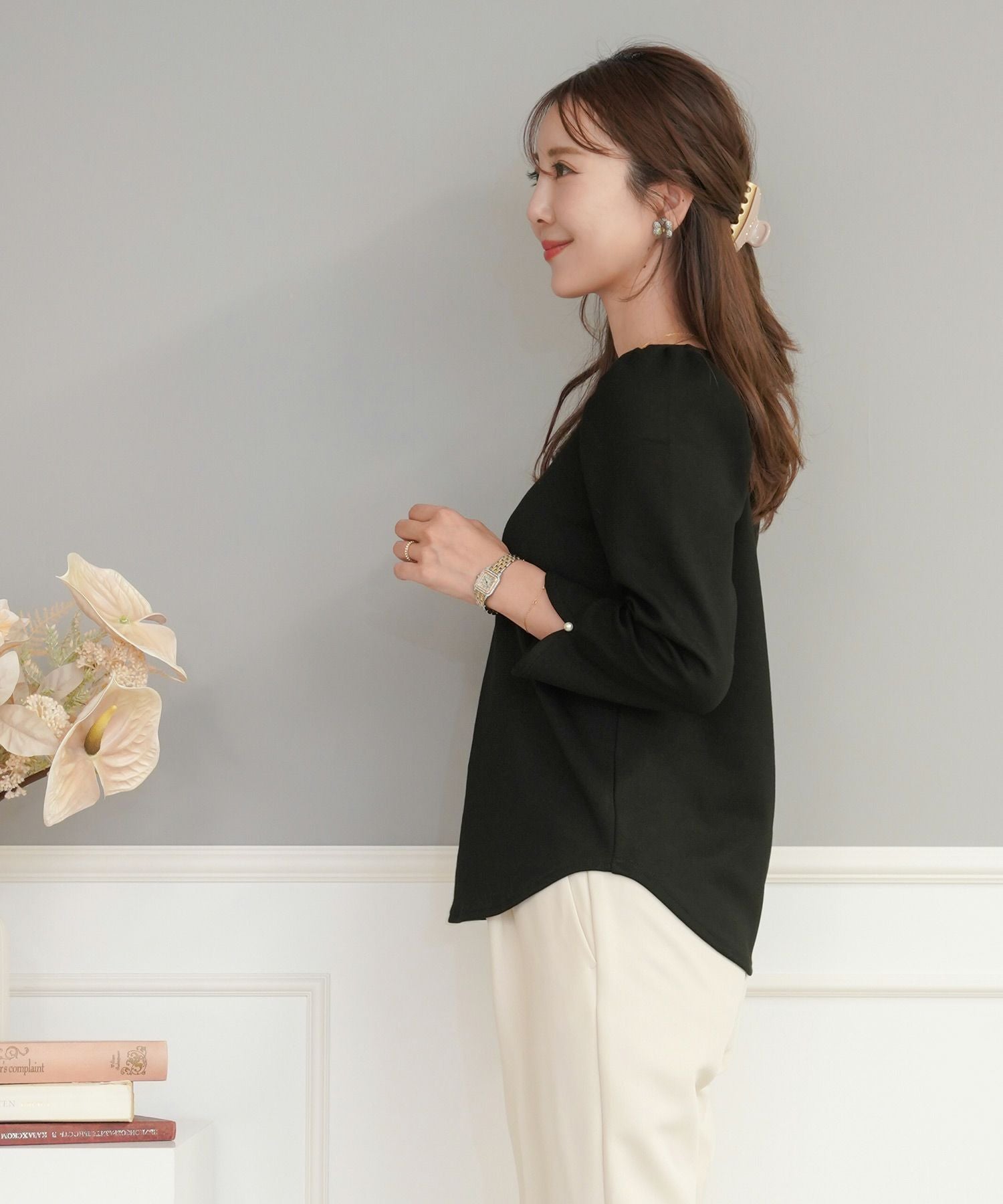 スカラップ Tシャツ 8分袖 le reve vaniller 全5色 ｜lvn541-1930【2