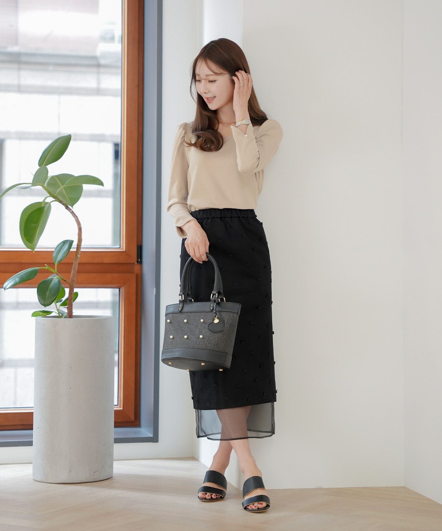 スカラップ Tシャツ 8分袖 le reve vaniller 全5色 ｜lvn541-1930【2