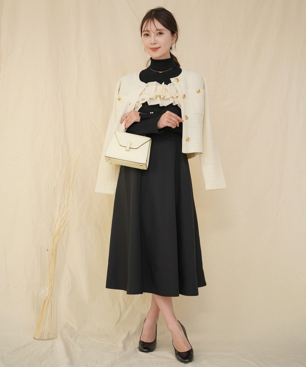 レディース/ニット/ジャケット/ノーカラー/クルーネック/セレモニー/入卒/授業参観/式/きれいめ/上品/シンプル/ストレッチ/オケージョン/入園/卒業/エレガント/アイボリー/ピンク/ボーダー/ネイビー/アソート柄/ツイード/新色/グレー/ライトグレー/無地/入卒園