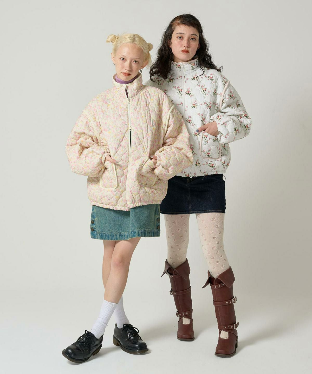 FINAL-SALE 花柄 キルティングコート TINA：JOJUN 全2色｜tnj141-0936