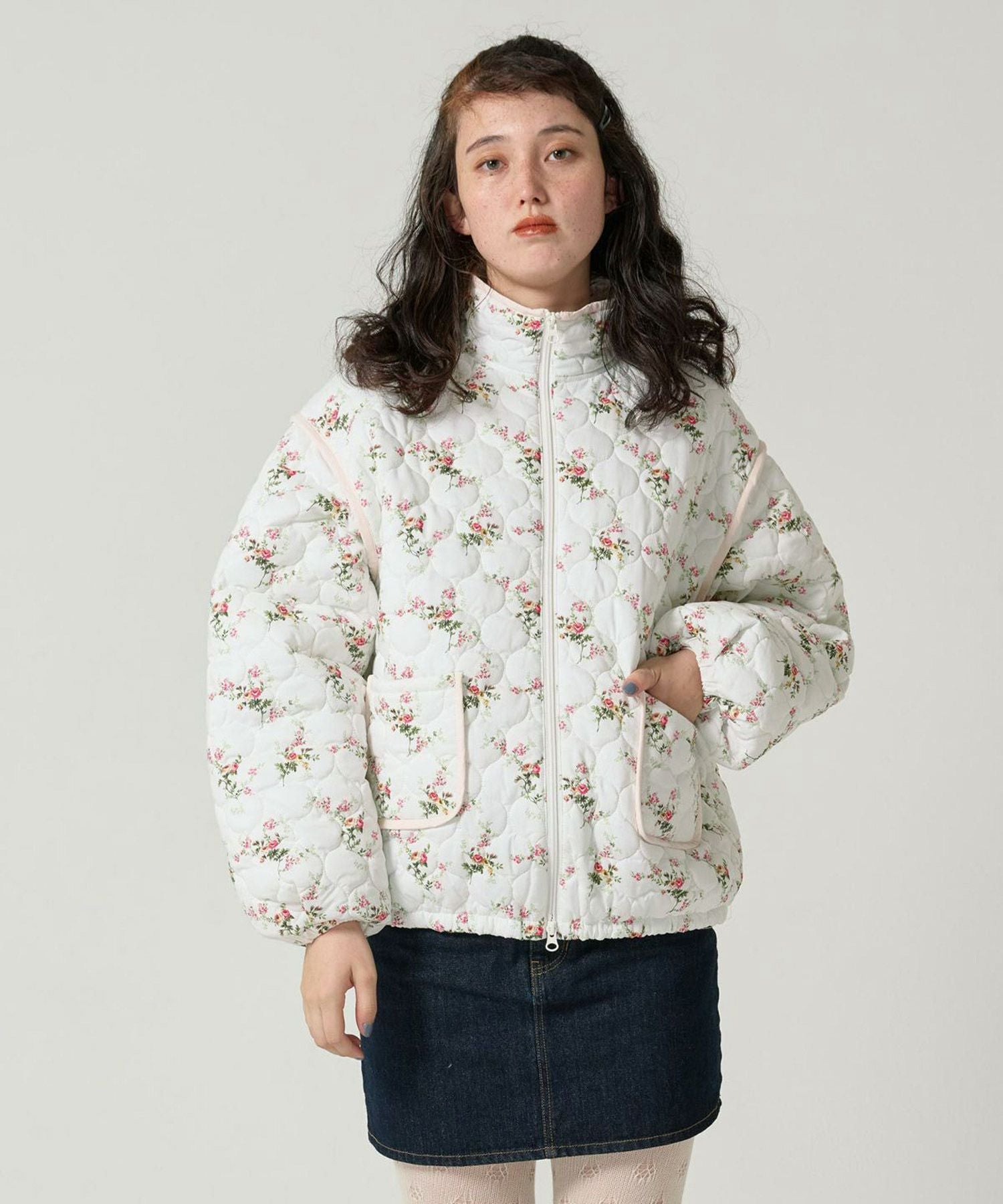 FINAL-SALE 花柄 キルティングコート TINA：JOJUN 全2色｜tnj141-0936