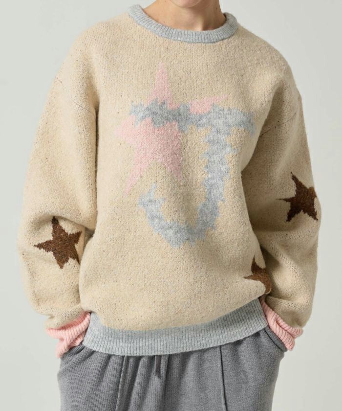 Special-Price-SALE ジャガード ロゴニットプルオーバー TINA：JOJUN