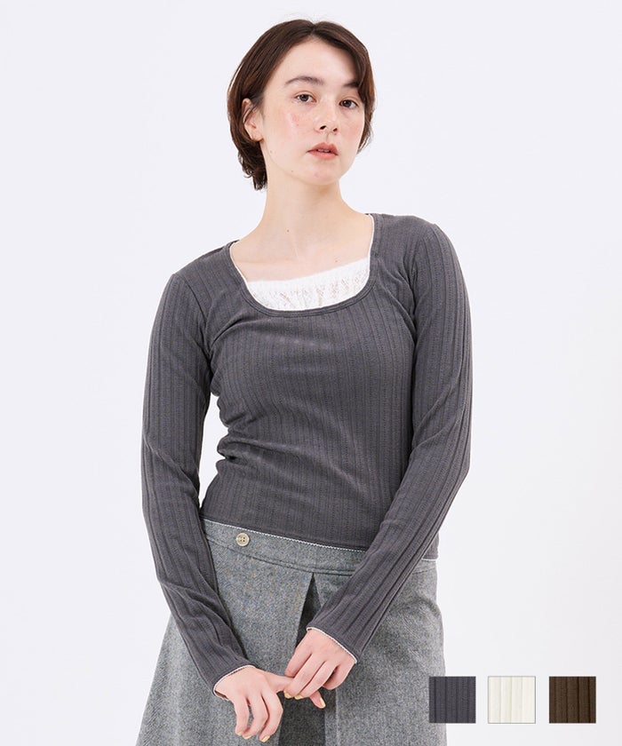 トップス/レイヤード風/カットソー/レイヤード風 ニットソー TINA：JOJUN
