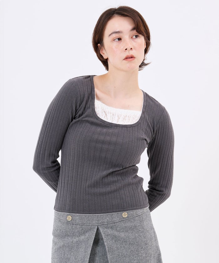 トップス/レイヤード風/カットソー/レイヤード風 ニットソー TINA：JOJUN