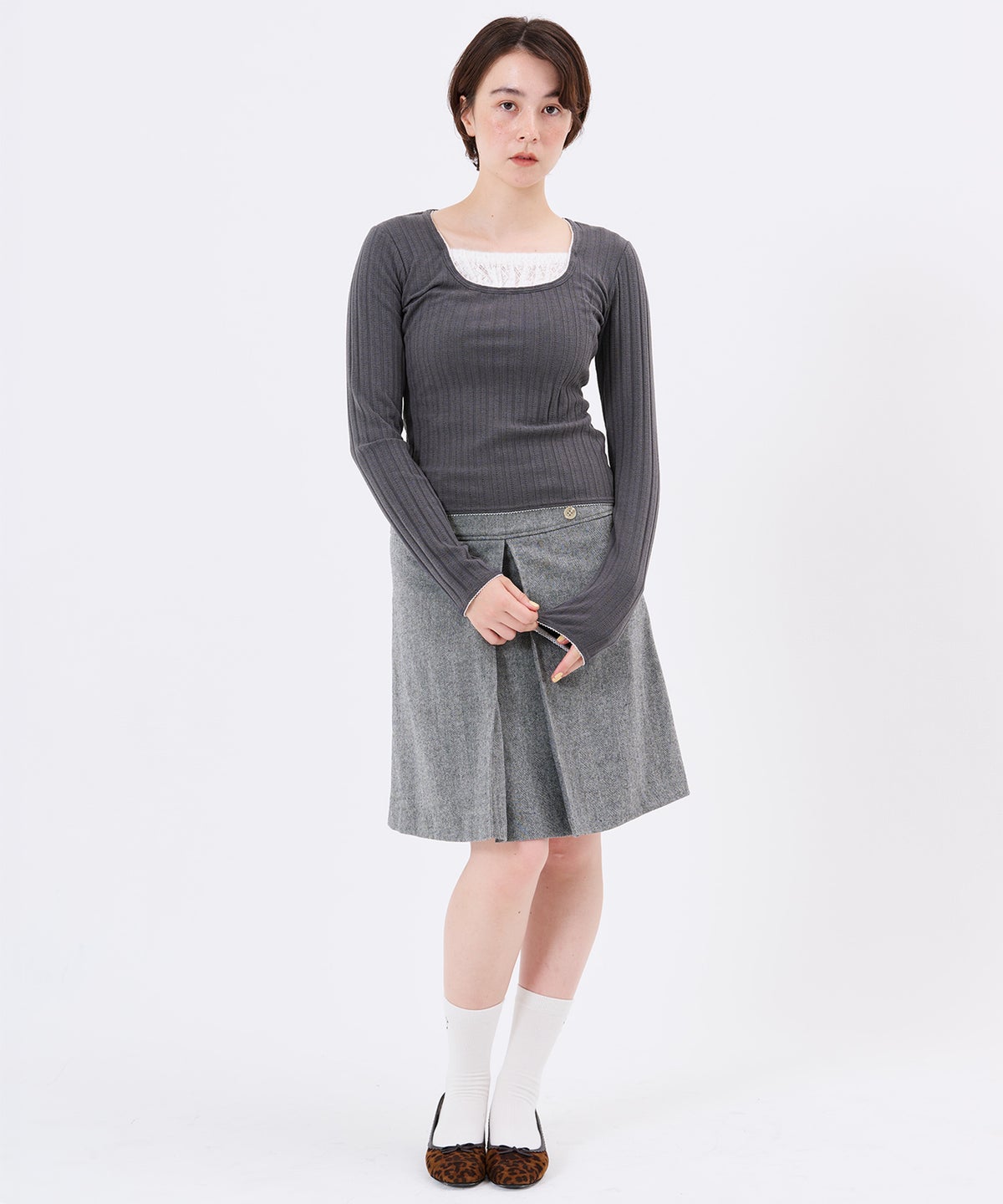 トップス/レイヤード風/カットソー/レイヤード風 ニットソー TINA：JOJUN