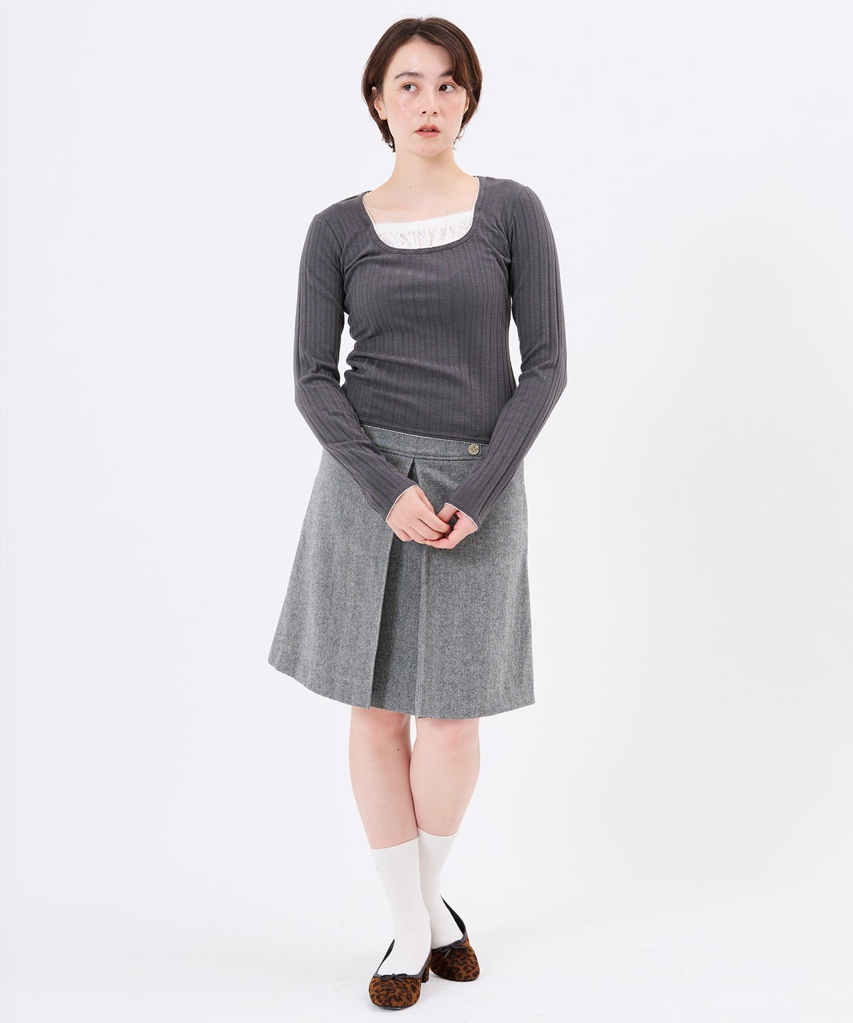 トップス/レイヤード風/カットソー/レイヤード風 ニットソー TINA：JOJUN