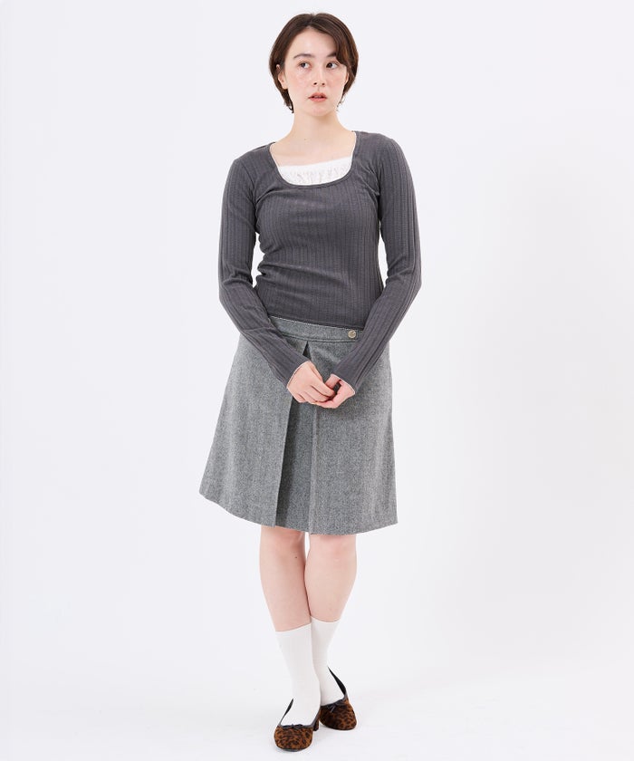 トップス/レイヤード風/カットソー/レイヤード風 ニットソー TINA：JOJUN