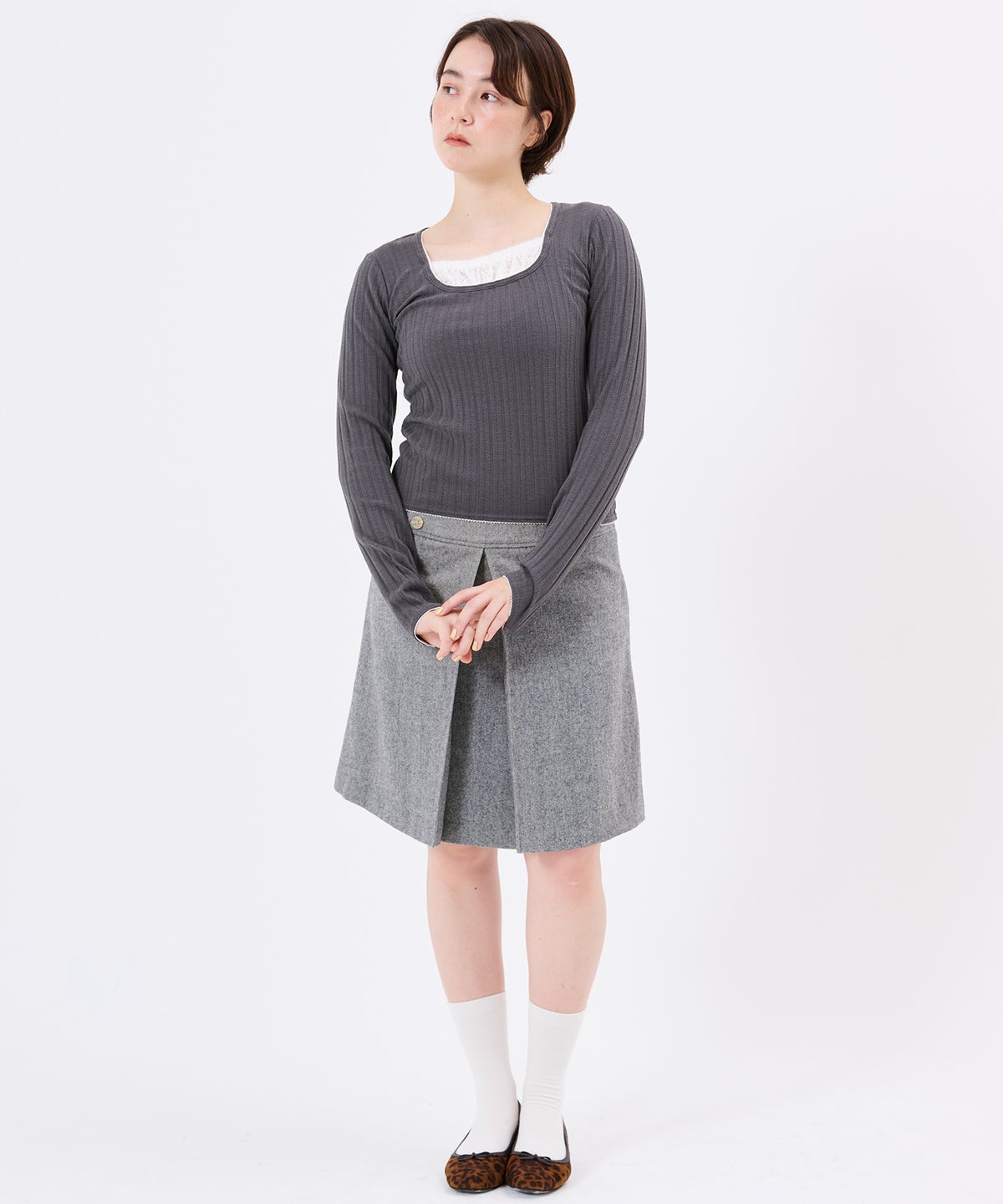 トップス/レイヤード風/カットソー/レイヤード風 ニットソー TINA：JOJUN