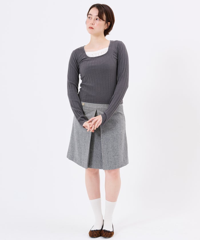 トップス/レイヤード風/カットソー/レイヤード風 ニットソー TINA：JOJUN