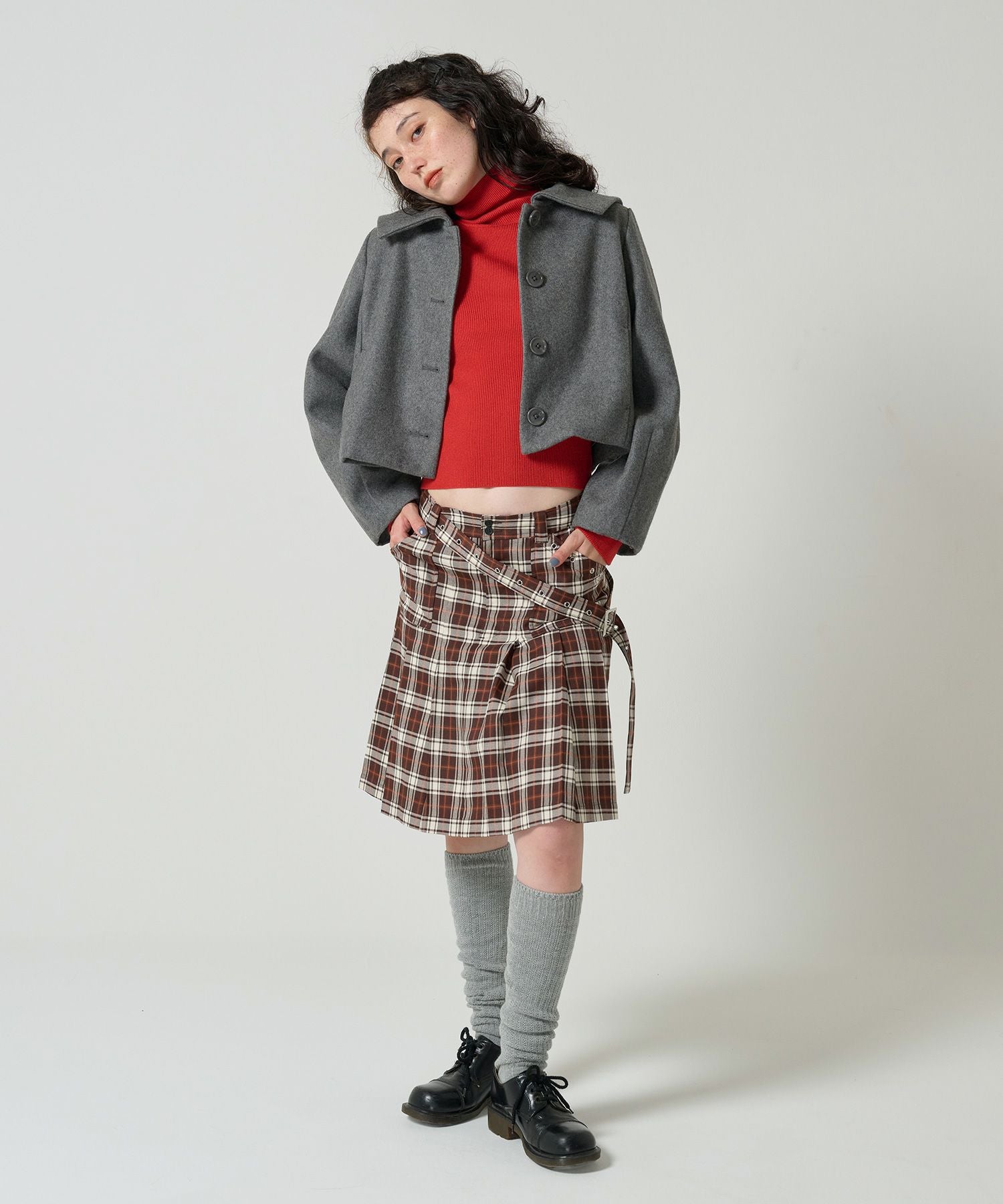 Special-Price-SALE ミニ丈 チェックプリーツスカート TINA：JOJUN 全2