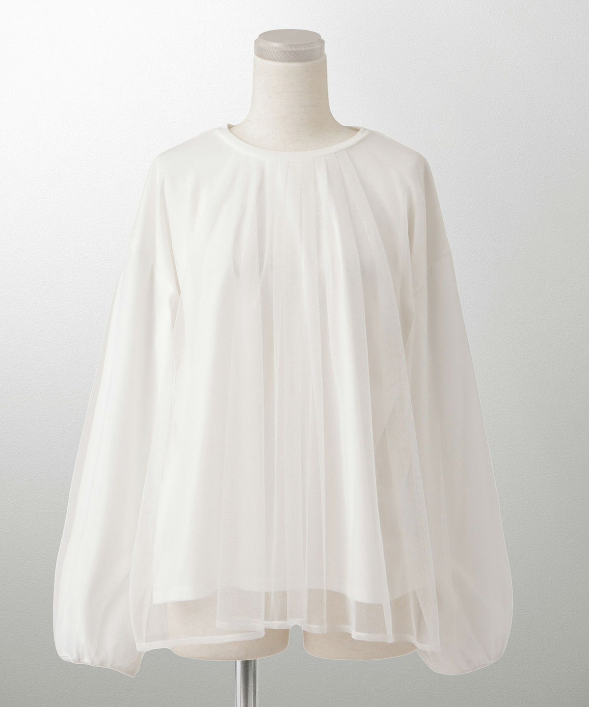 レイヤード タック 透け感 シンプル チュニック/ホワイト/グレー/ブラック/M