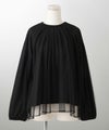 レイヤード タック 透け感 シンプル チュニック/ホワイト/グレー/ブラック/M