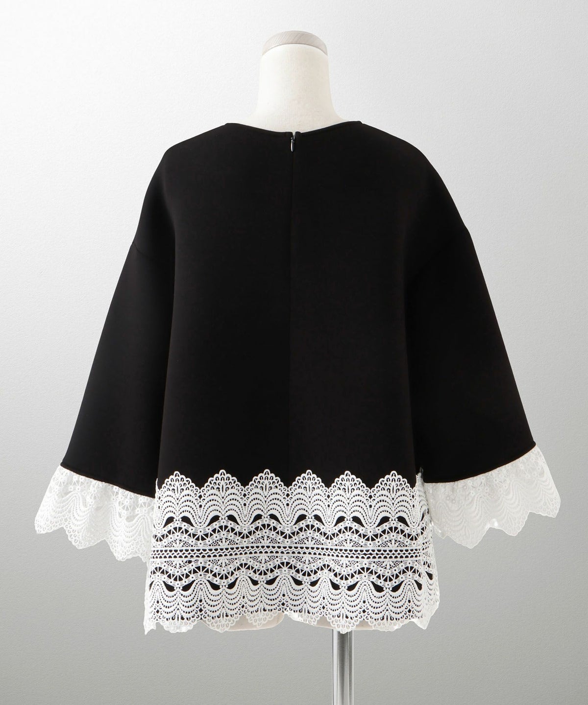 スカラップ チュニック フォーマル オフィス/ホワイト/ブラック/M