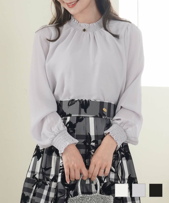 ブラウス トップス インナー シャーリング 裏起毛 着回し シンプル 裏起毛 シャーリング ブラウス le reve vaniller