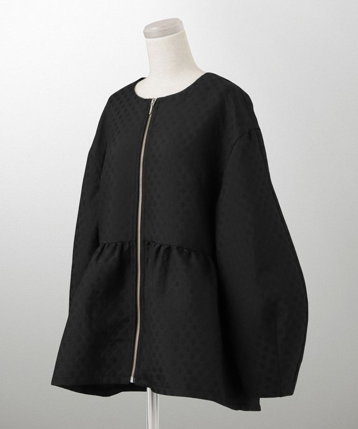 タック コクーンスリーブ 上品 カジュアル /ホワイト/ブラック/M