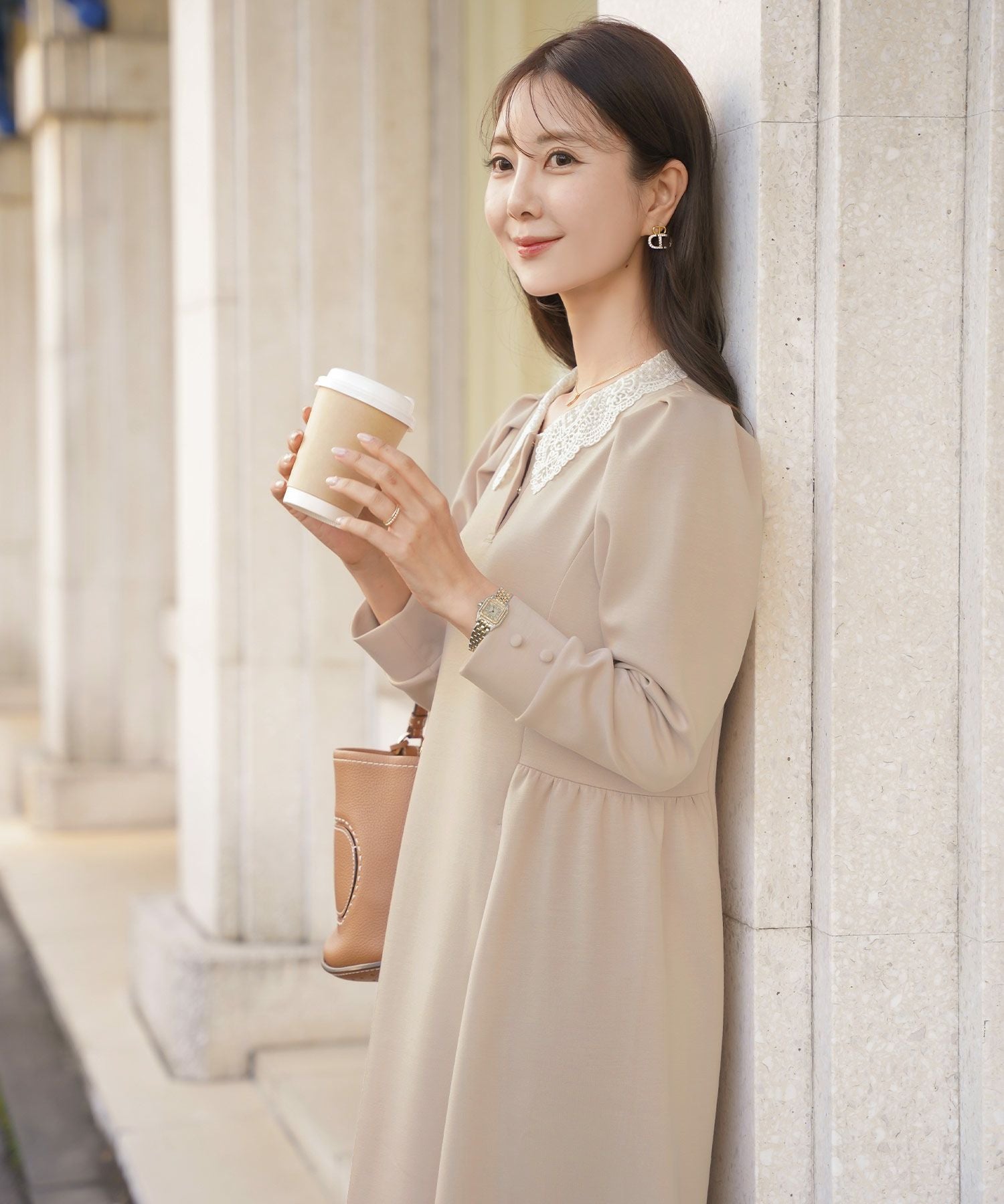 レース襟 リラックス ワンピース le reve vaniller 全4色｜lvn341-1926