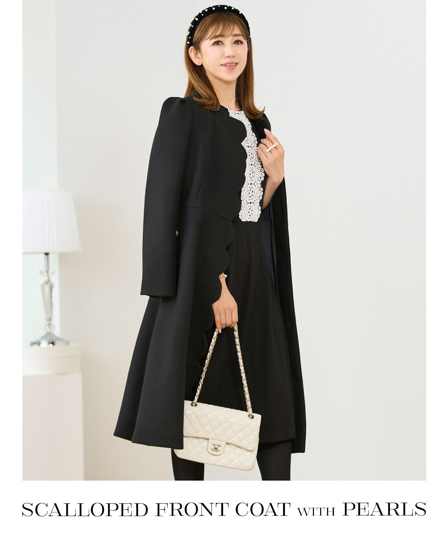 フロントスカラップ パール付き コート Prima Scherrer 全3色｜psc141