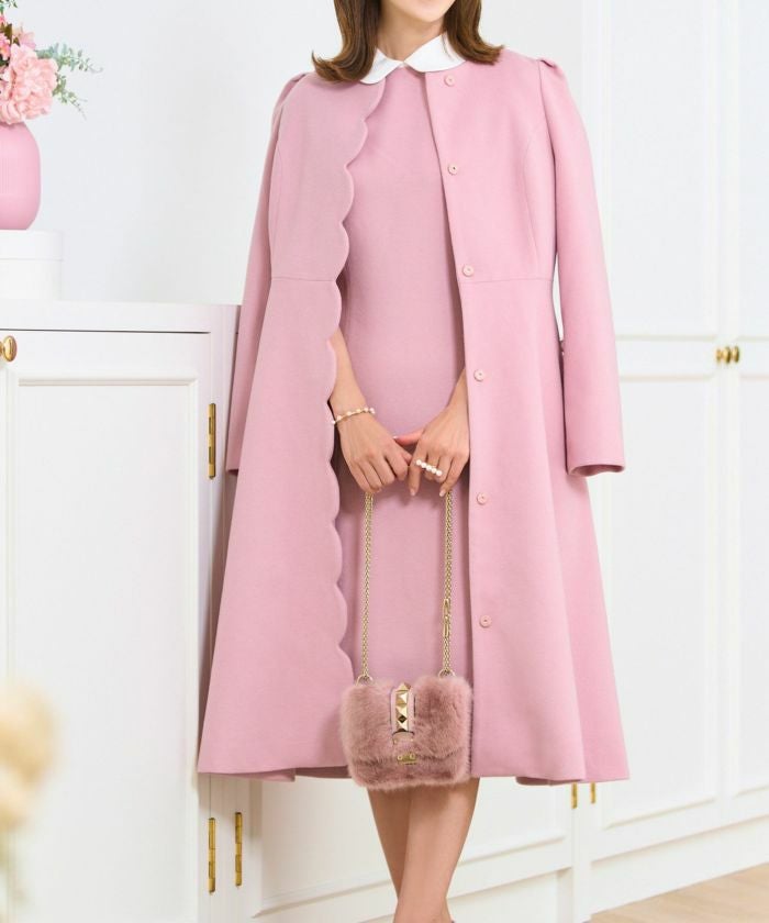 SPRING-SALE フロントスカラップ パール付き コート Prima Scherrer 全