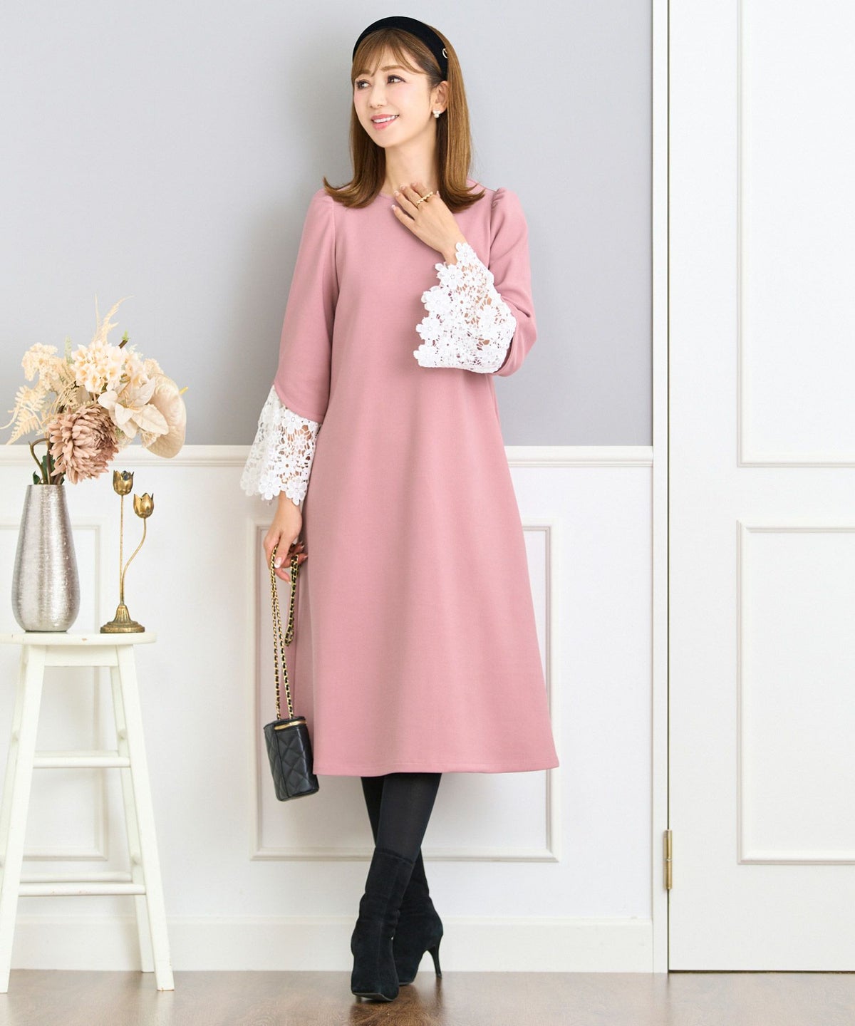 ワンピースレディースおしゃれ人気きれいめエレガント大人オフィス動きやすい可愛いクラシカル春秋冬ジョイントスペース