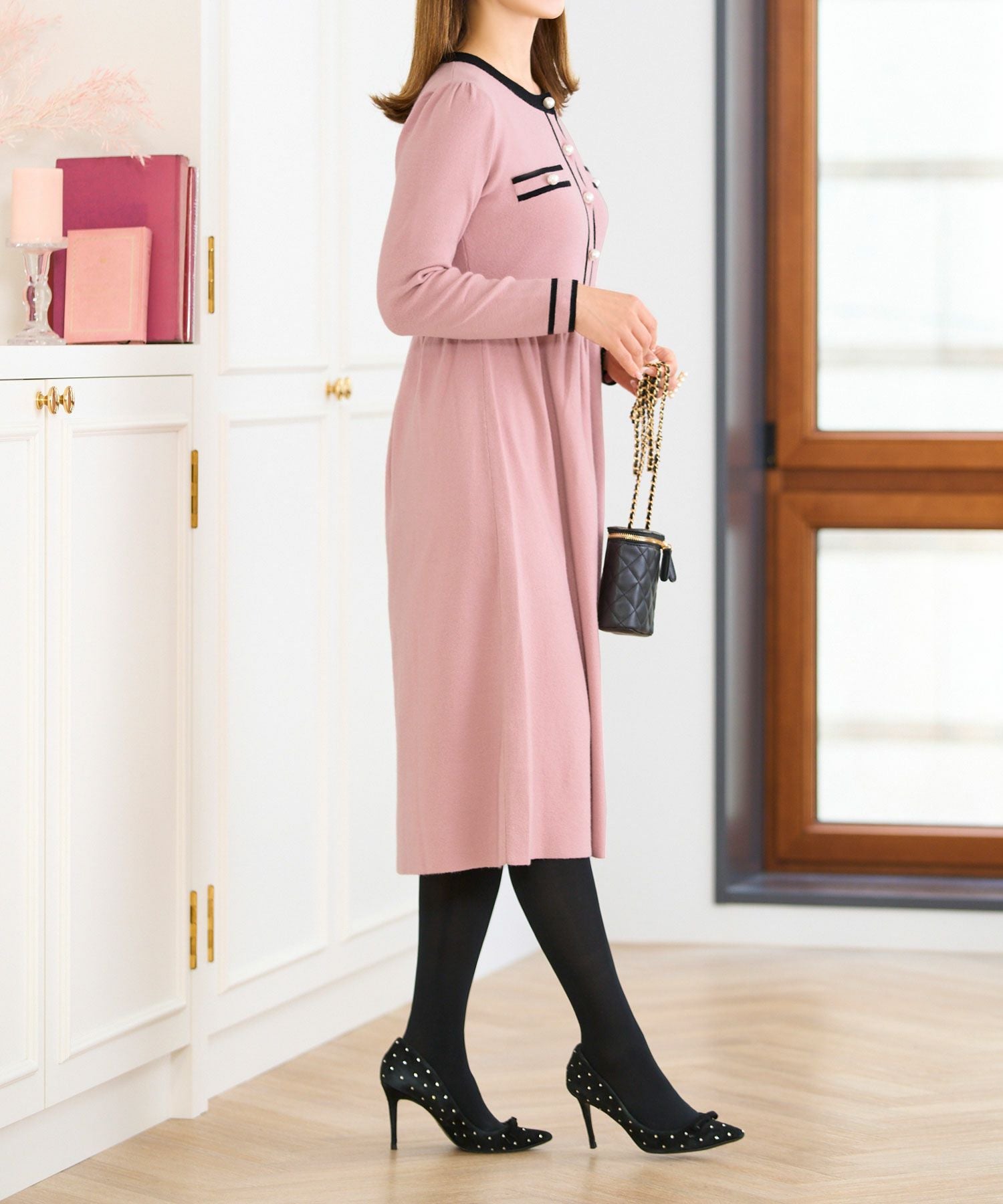 バイカラー ニット ワンピース 長袖 Prima Scherrer 全3色｜psc341