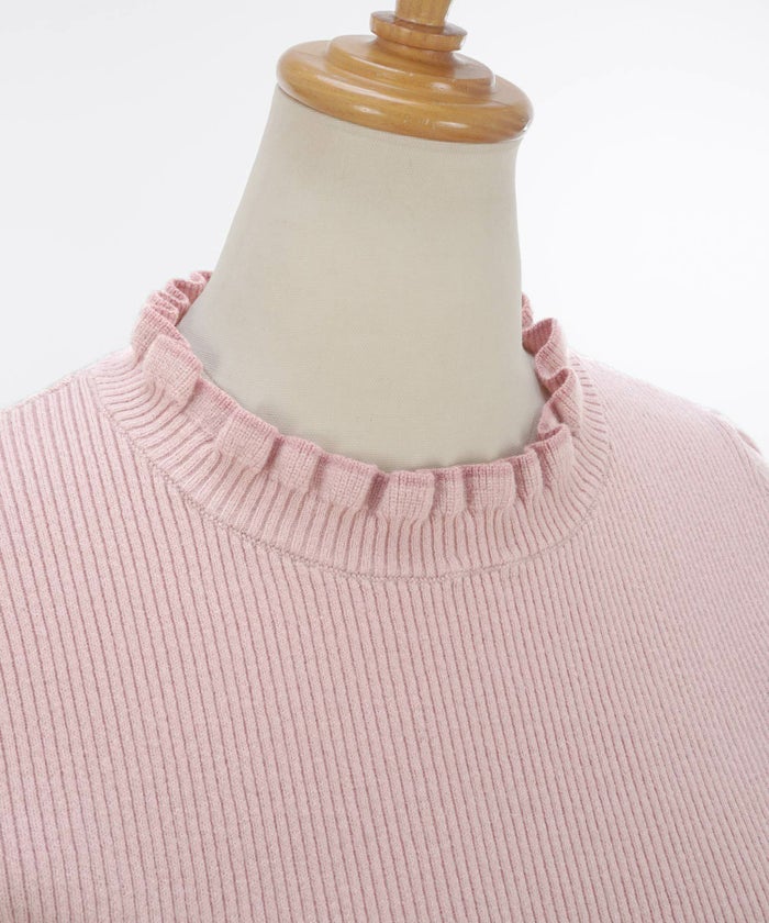 ニットトップスレディースファッションハイネックセーターオフィスかわいい白黒秋冬春ジョイントスペース