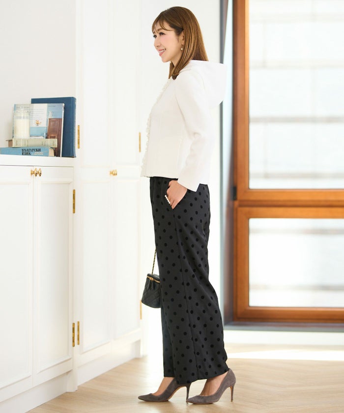 セレクトボトムスワイドパンツウエストゴムレディースきれいめ大人オフィスかわいいジョイントスペース