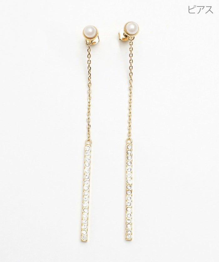 ライン クリスタル ピアス イヤリング Line Crystal Pierce Earring 真鍮 チタンポスト クリスタル プラパール ライン クリスタル ピアス イヤリング Line Crystal Pierce Earring （Liala）