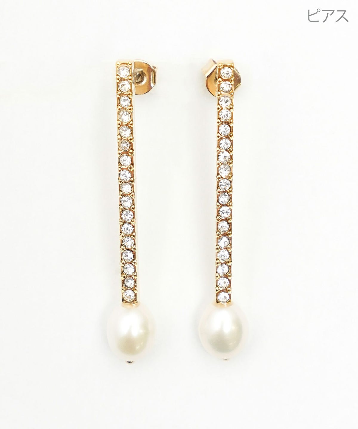 マッチ スティック  ピアス イヤリング Match Stick Pierce Earring 真鍮 チタンポスト 淡水パール クリスタル マッチ スティック ピアス イヤリング Match Stick Pierce Earring （Liala）