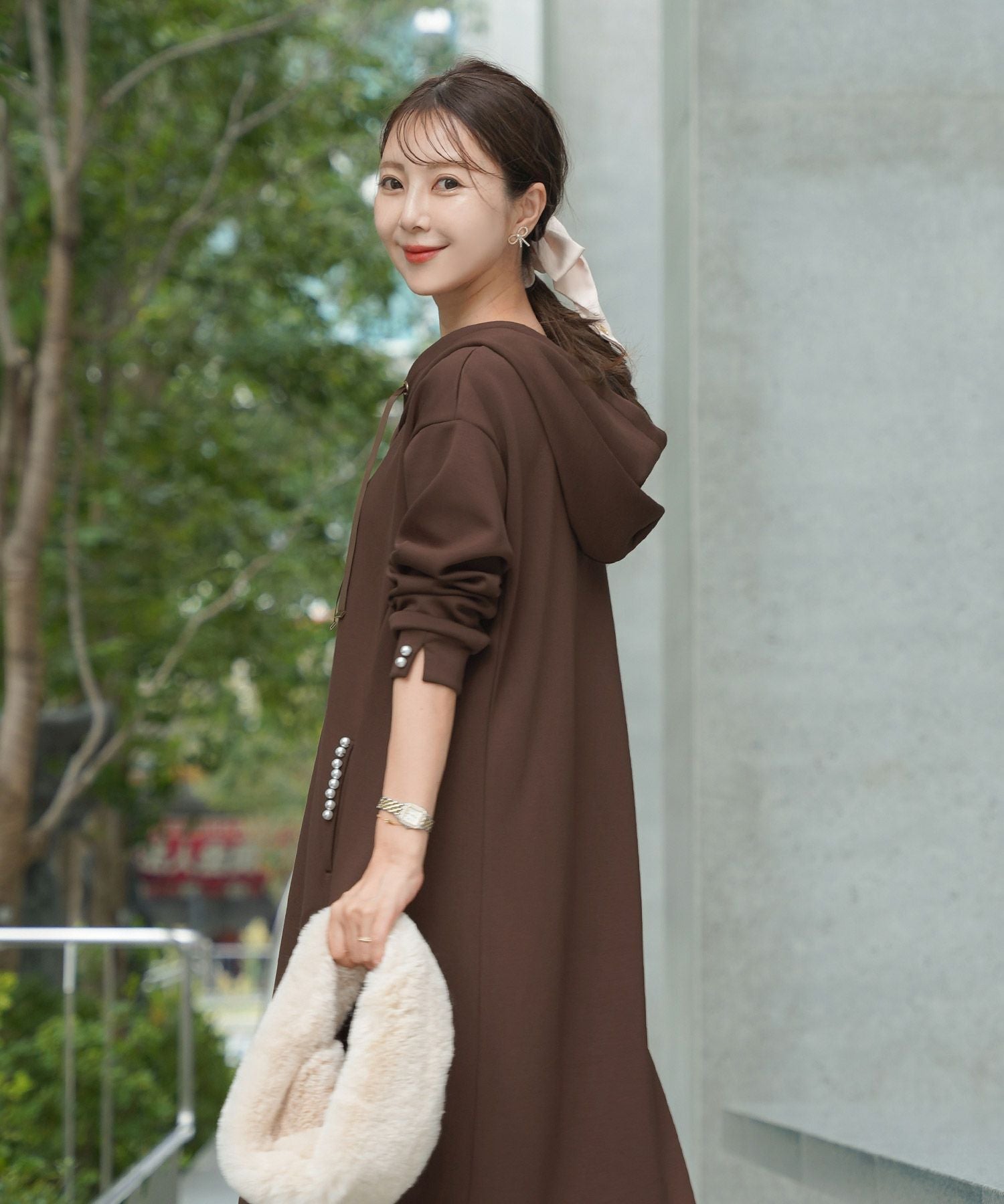 パールライン ポケット フーディ ワンピース le reve vaniller 全5色