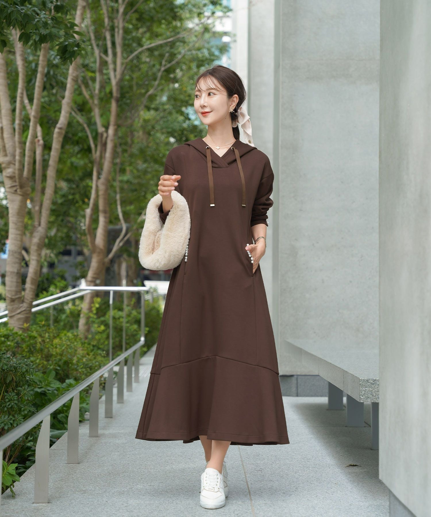 パールライン ポケット フーディ ワンピース le reve vaniller 全5色