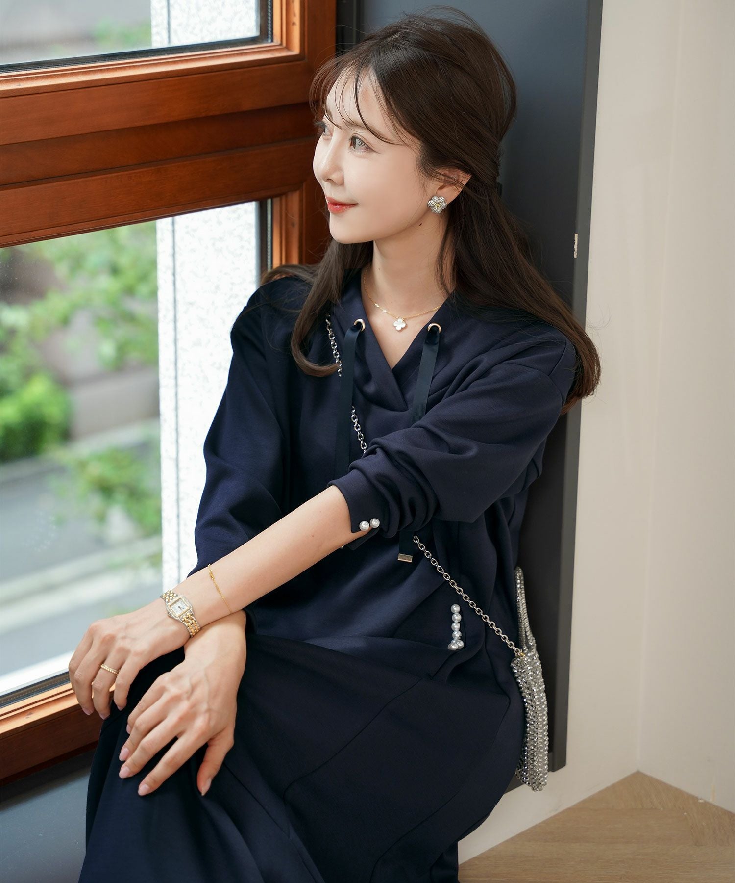 パールライン ポケット フーディ ワンピース le reve vaniller 全5色