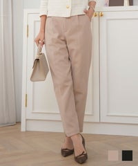 リボン パール ポケット フルレングス 秋 冬 春 ピンクベージュ ブラック モカ 真冬 帰省 ワンマイル ルームウェア フェミニン カジュアル シンプル オケージョン きれいめ 上品 エレガント 裏起毛 あったか テーパード パンツ le reve vaniller