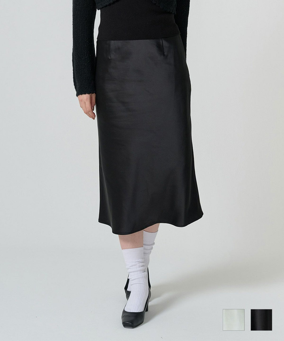 スカート/サテン/ミディ丈