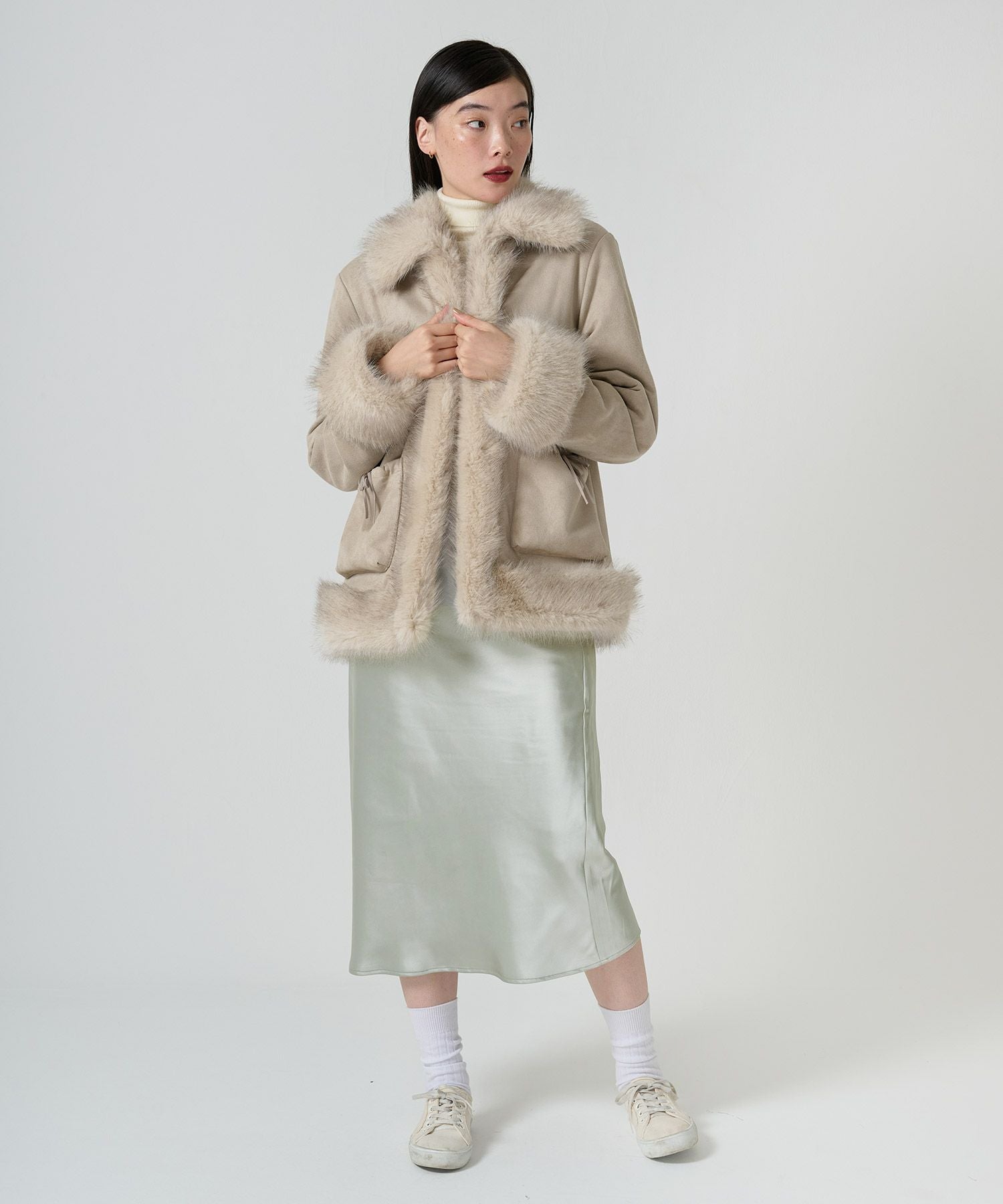 Special-Price-SALE Aライン サテンミディ丈スカート TINA：JOJUN 全2