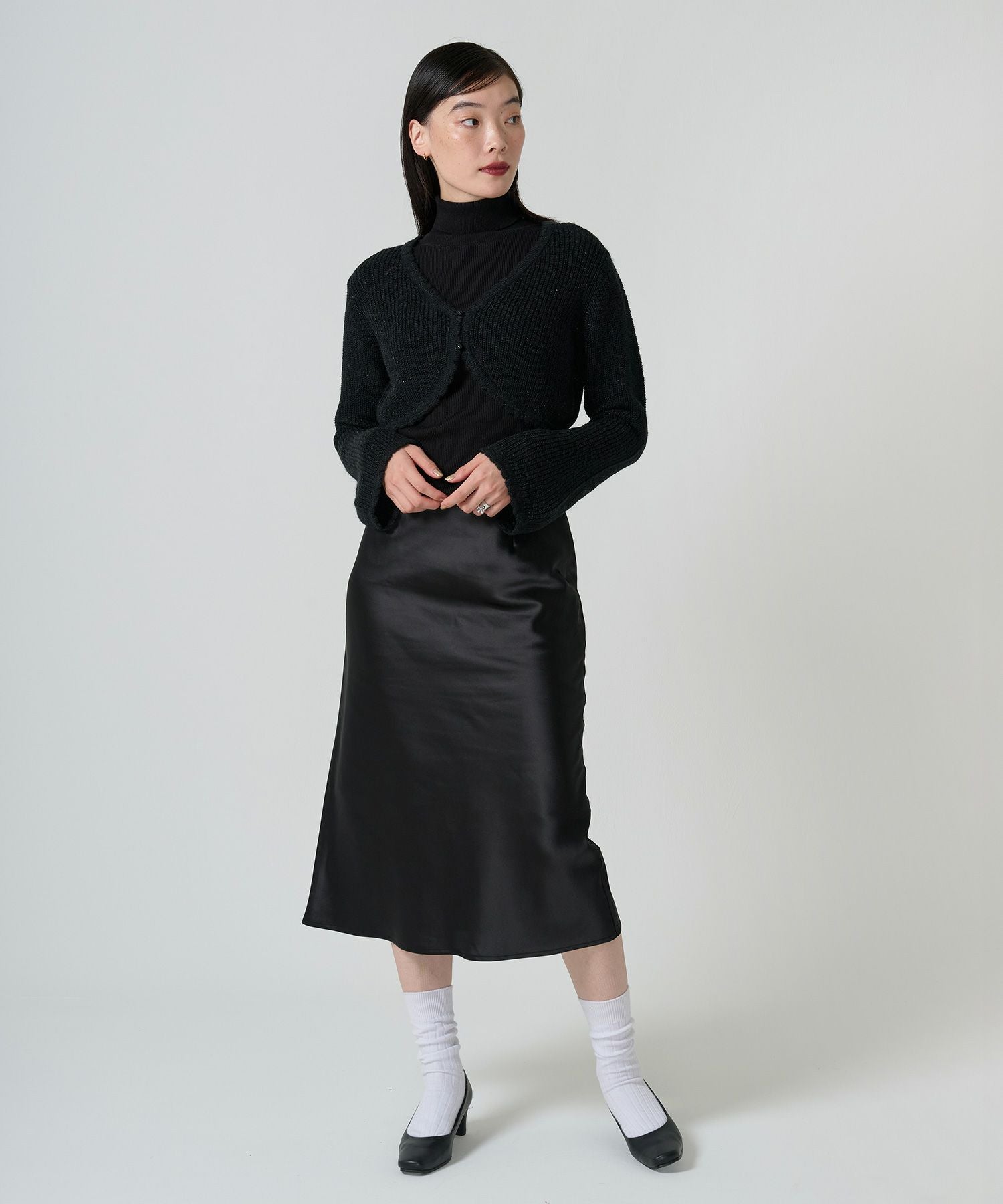 Special-Price-SALE Aライン サテンミディ丈スカート TINA：JOJUN 全2