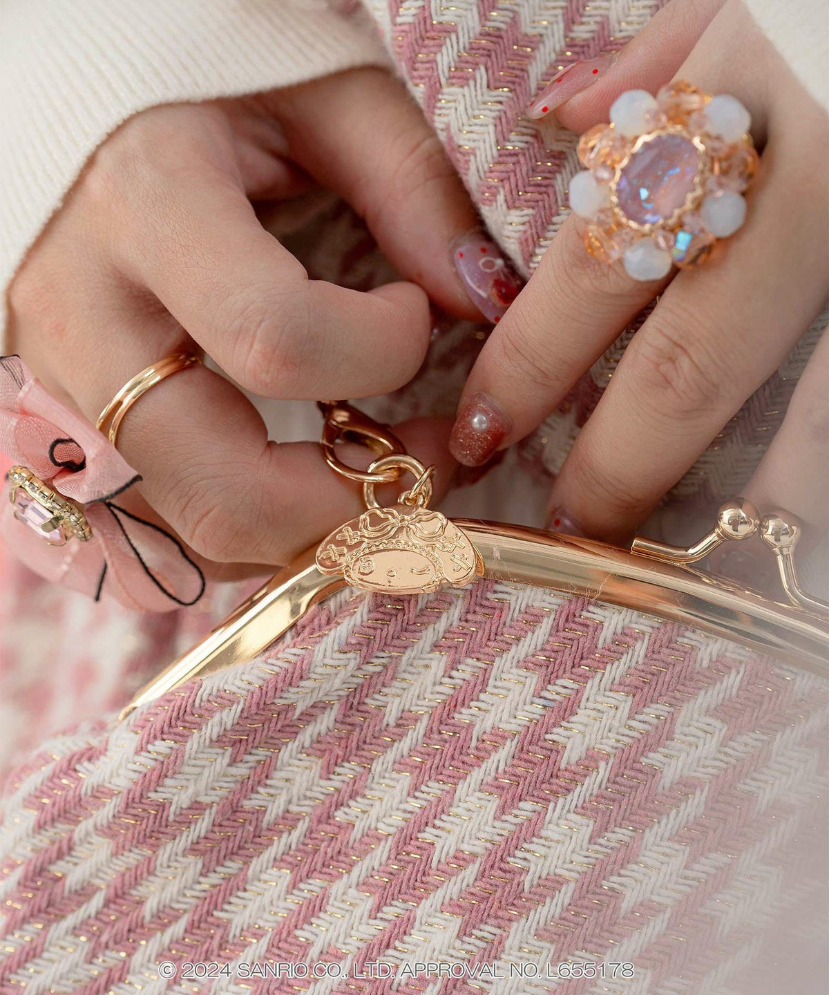 サンリオ マイメロディ クロミ チャーム 千鳥格子 ツイード/マイメロディ/クロミ/M