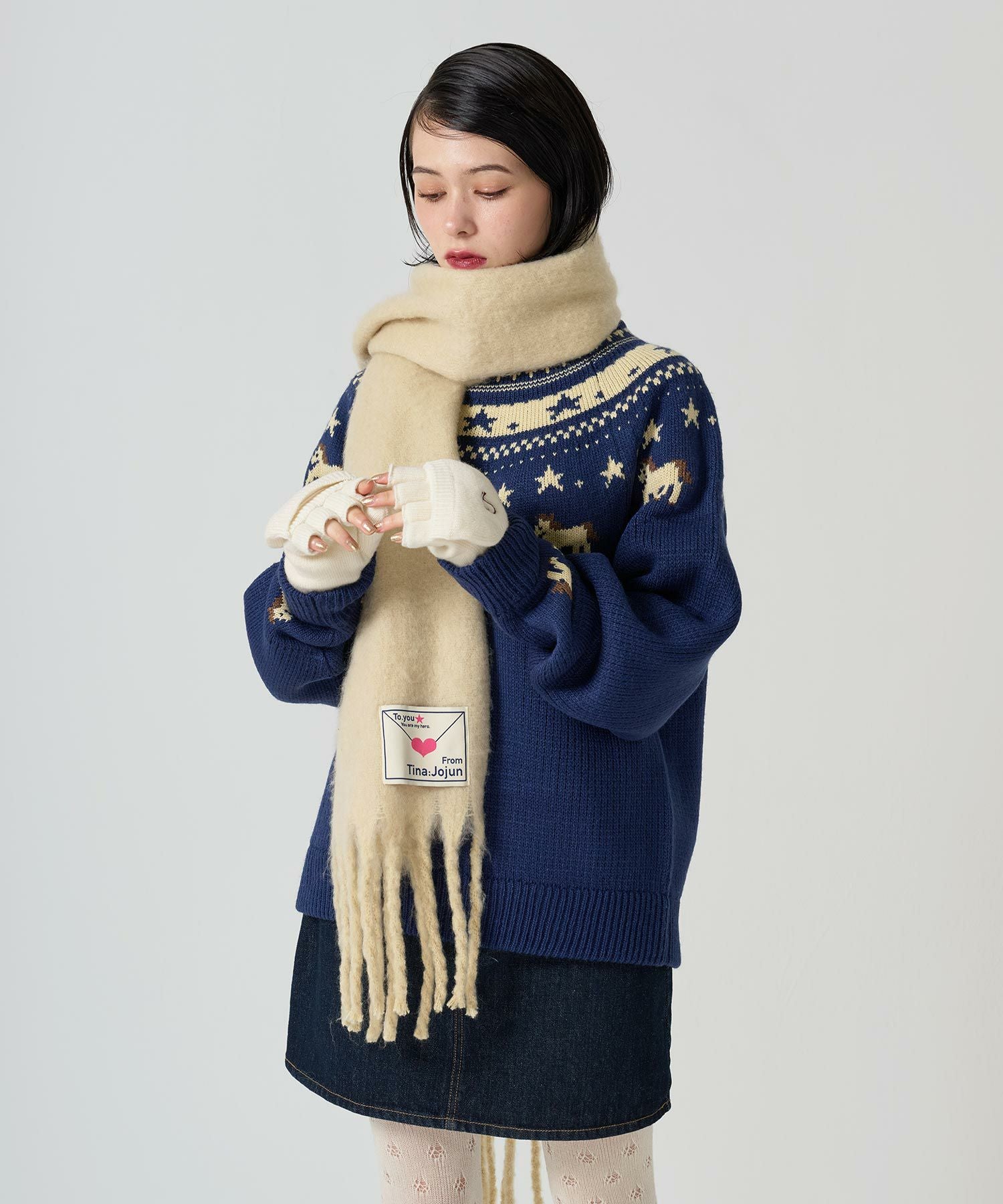 Special-Price-SALE メッセージタグ バルキーマフラー TINA：JOJUN 全3