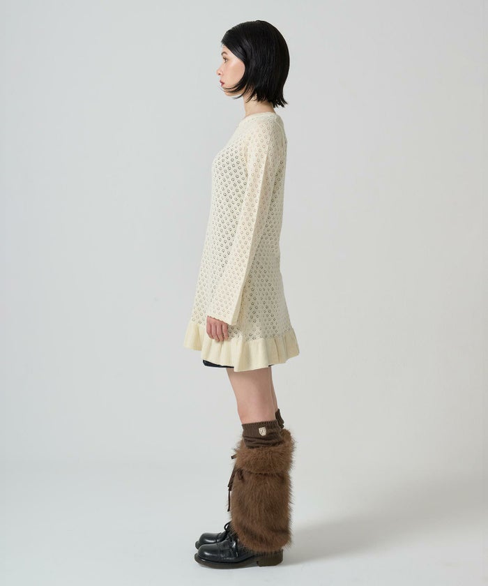 ワンピース/ニット/花柄/ミニ丈