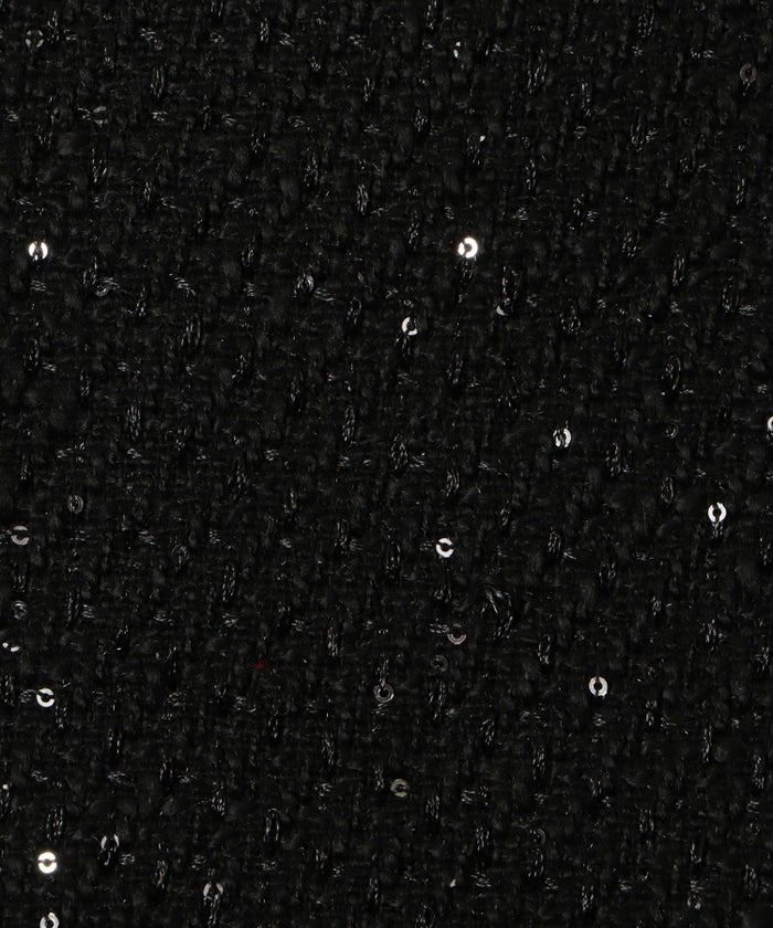 パフスリーブ フレア 上品 秋冬 チュニック/ブラックミックス/ネイビー/アイボリー/ブラック/M