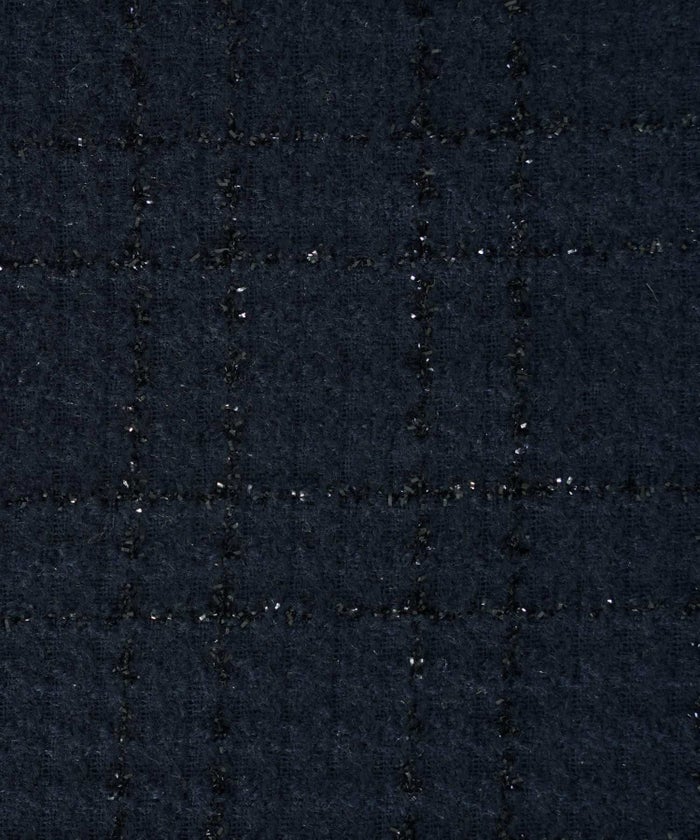 パフスリーブ フレア 上品 秋冬 チュニック/ブラックミックス/ネイビー/アイボリー/ブラック/M