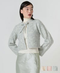 ニット/カーディガン/リボン/シャギー