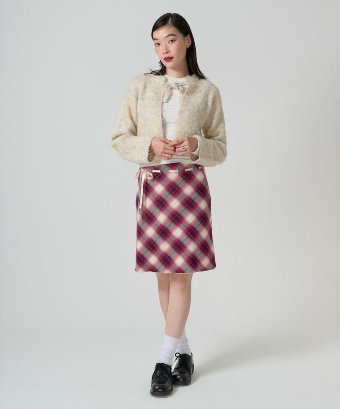 ニット/カーディガン/リボン/シャギー