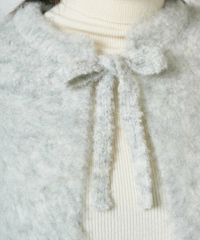 ニット/カーディガン/リボン/シャギー